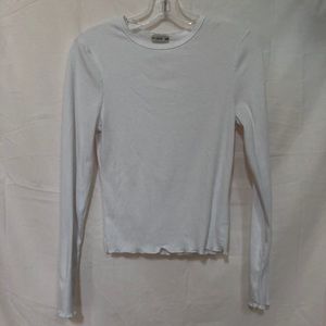 Cropped Ribbed White Shirt